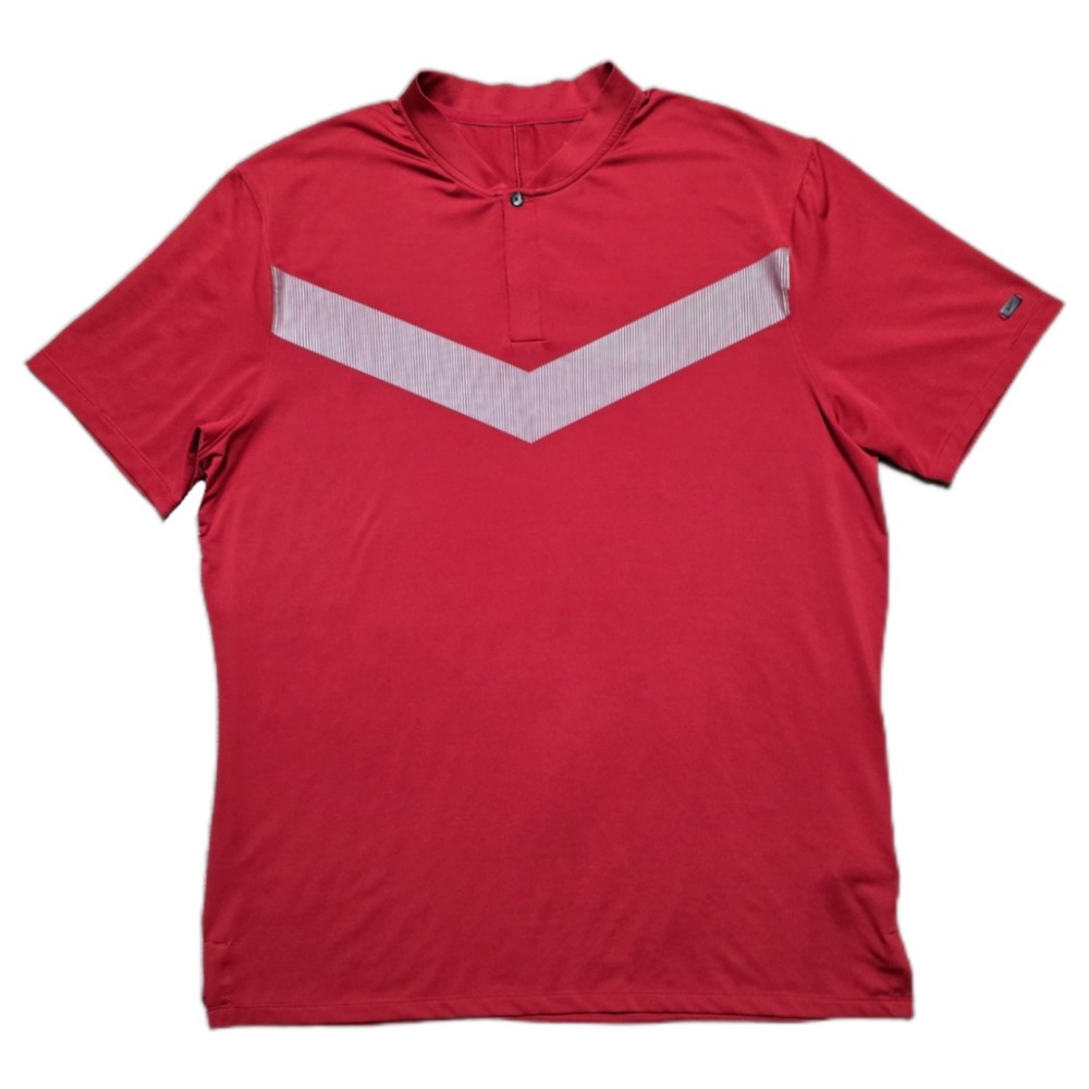 Tiger Woods Nike Vapor Wave Blade Collar‎ Golf Shirt Sunday Red Mens L Dri-Fit